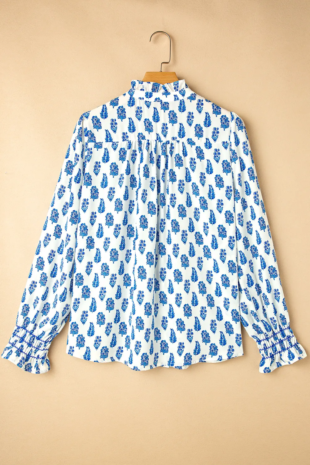 Frill Printed Button Up Long Sleeve Shirt - Image 4