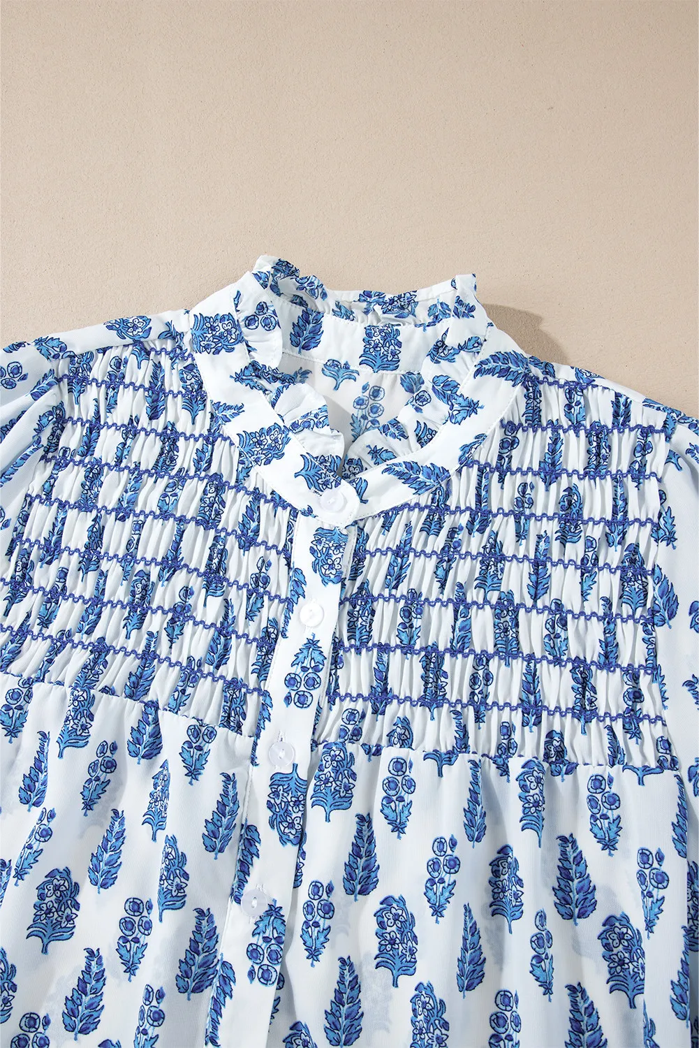Frill Printed Button Up Long Sleeve Shirt - Image 5