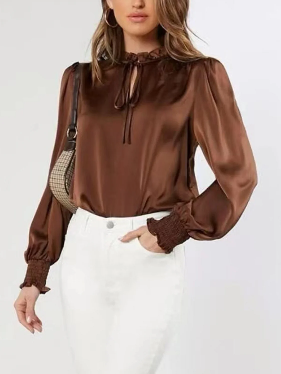 Frill Tied Lantern Sleeve Blouse - Image 4