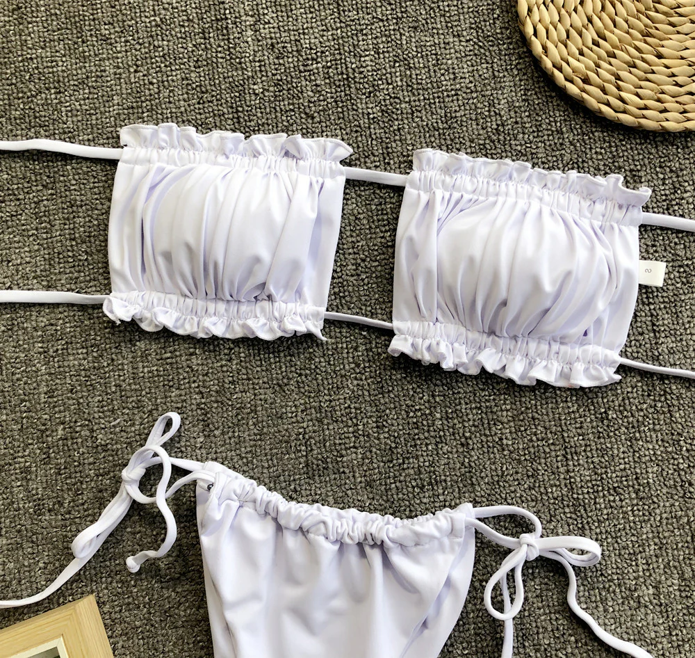 Frill Trim Ruched Bikini Set - Image 12