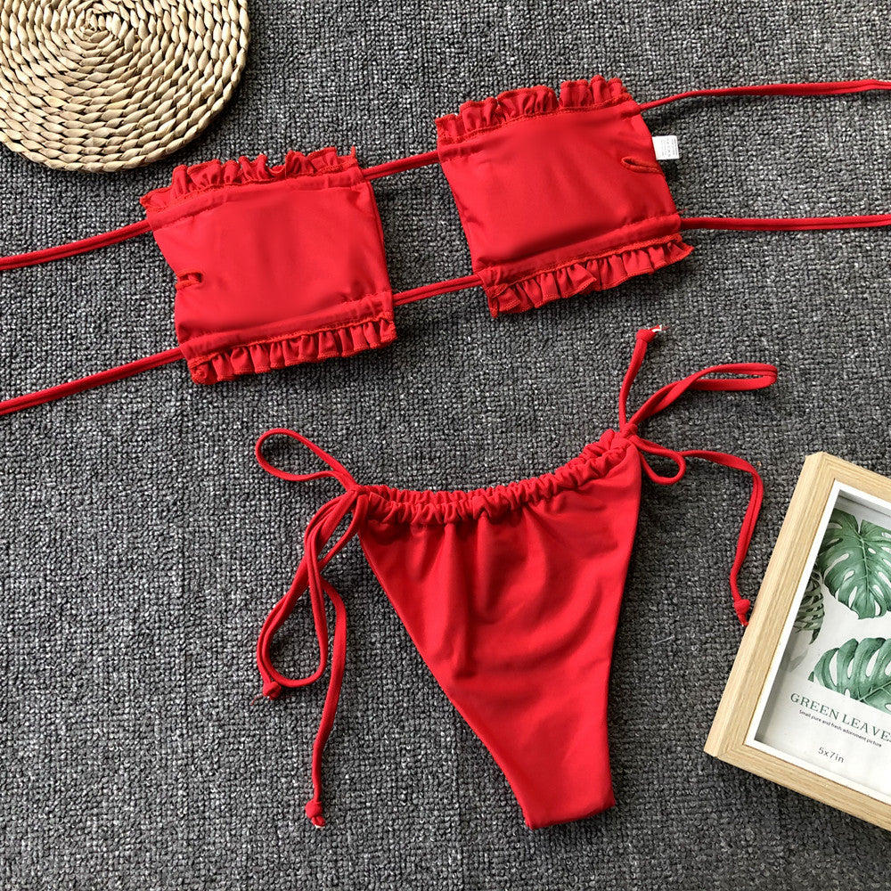 Frill Trim Ruched Bikini Set - Image 21