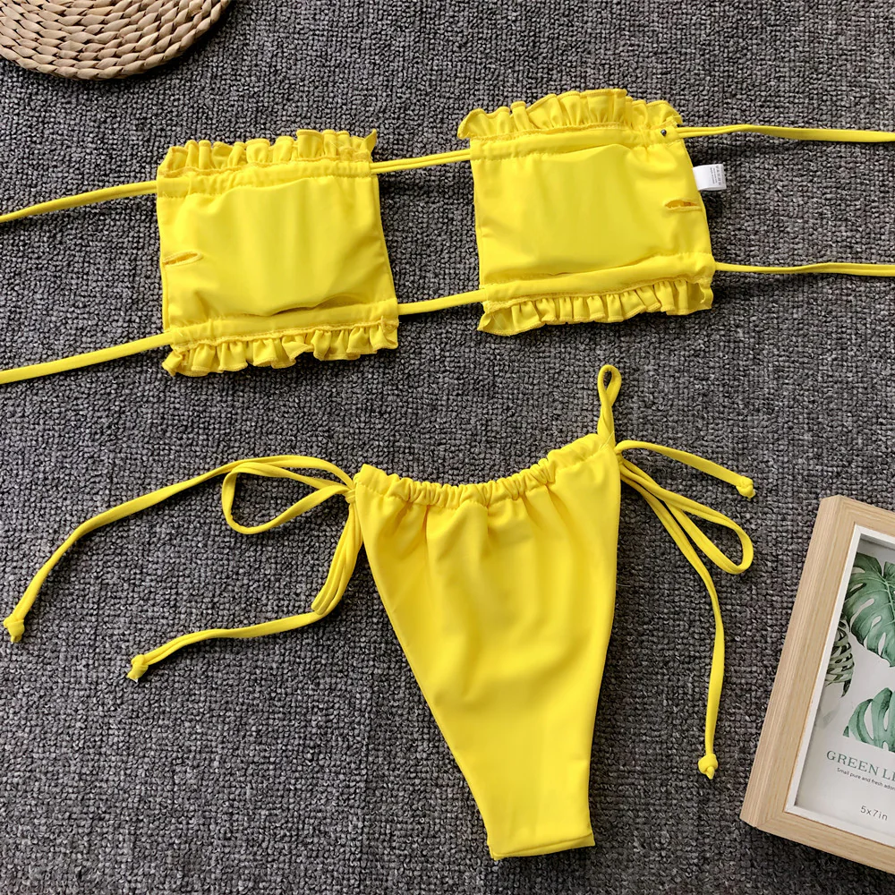 Frill Trim Ruched Bikini Set - Image 24