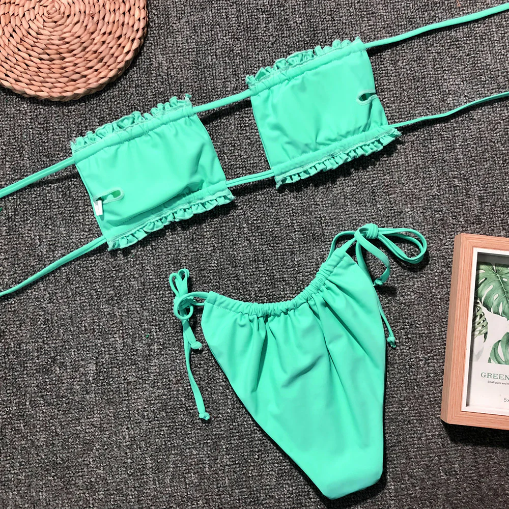 Frill Trim Ruched Bikini Set - Image 26