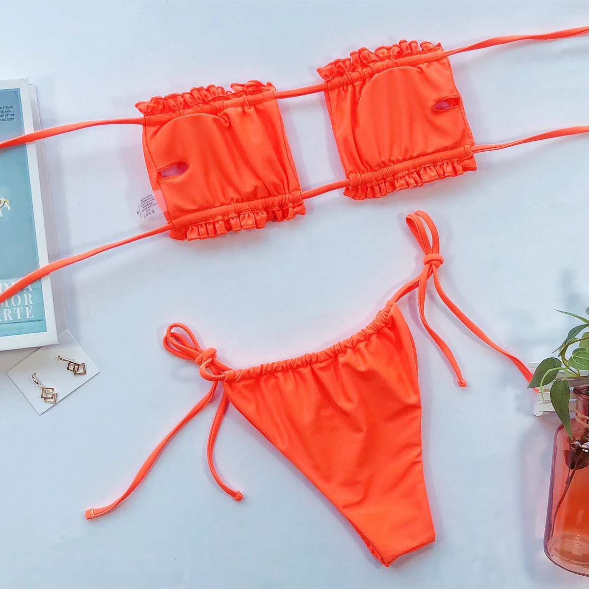 Frill Trim Ruched Bikini Set - Image 5