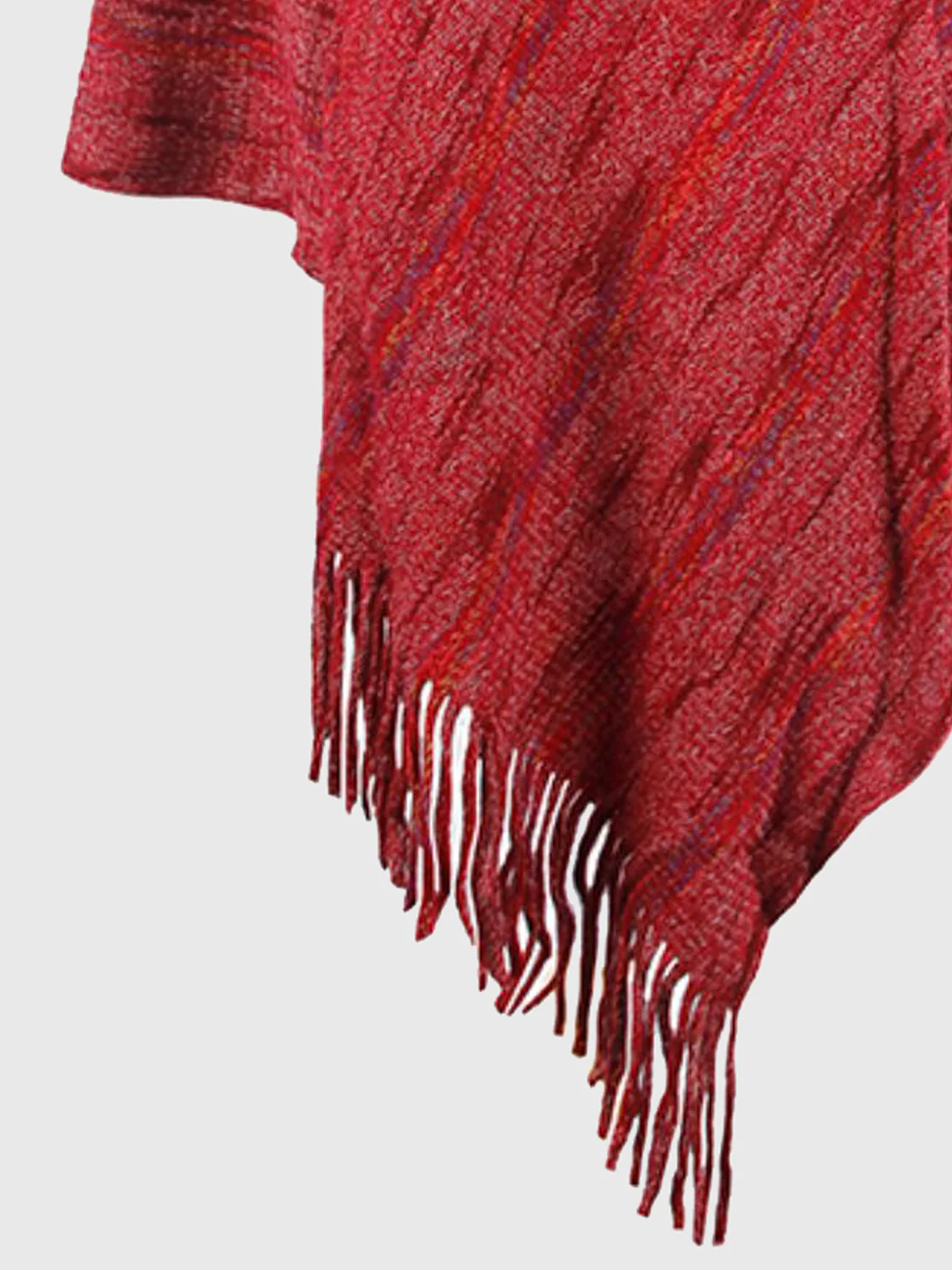 Fringe Hem Hooded Poncho - Image 10