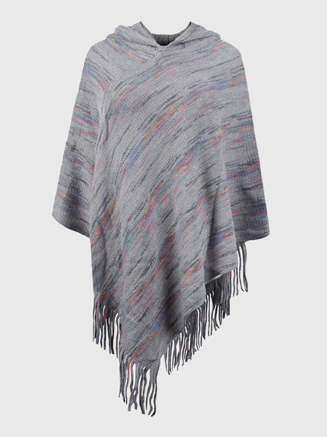 Fringe Hem Hooded Poncho - Image 11