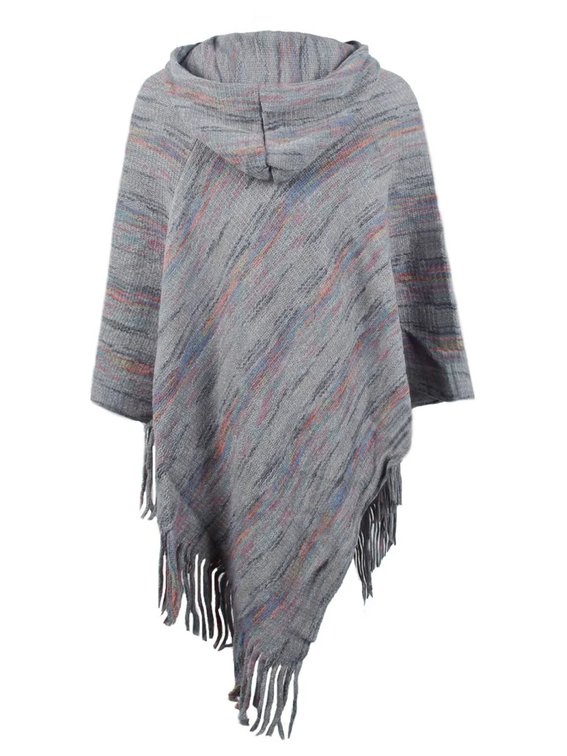 Fringe Hem Hooded Poncho - Image 12