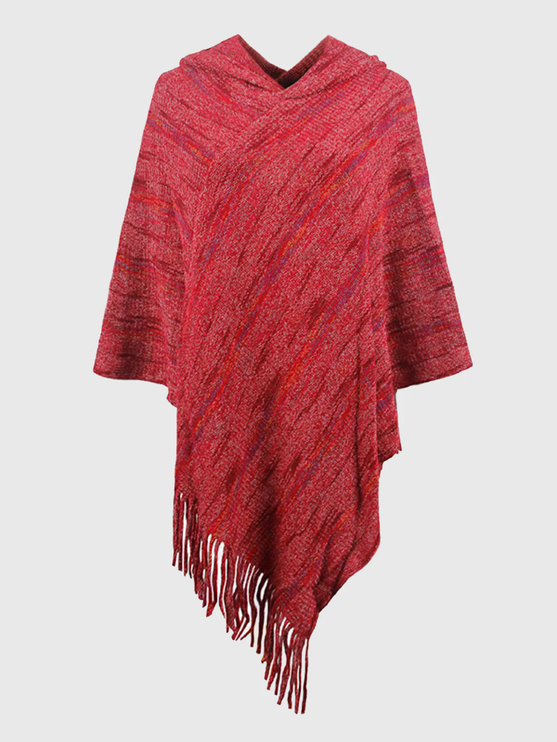 Fringe Hem Hooded Poncho - Image 8