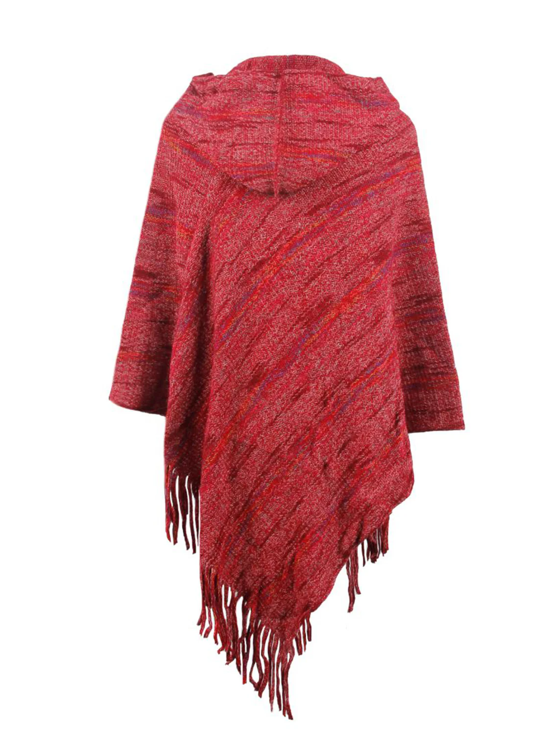 Fringe Hem Hooded Poncho - Image 9