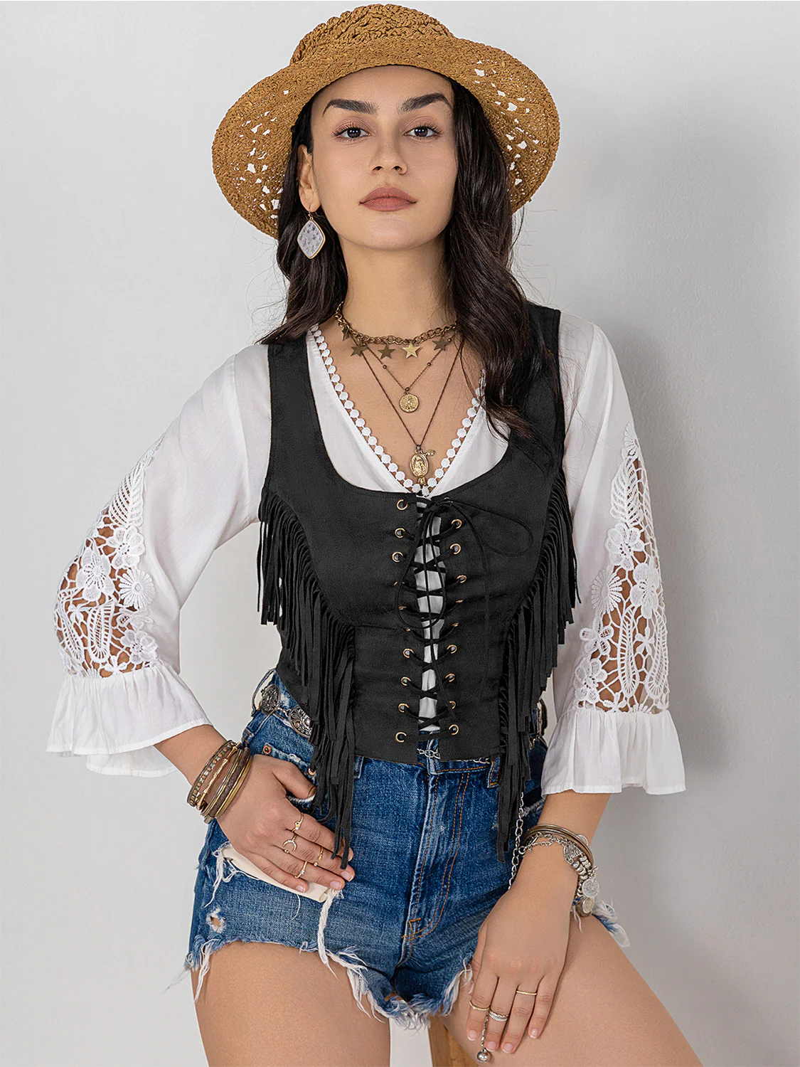 Fringe Lace-Up Vest - Image 10