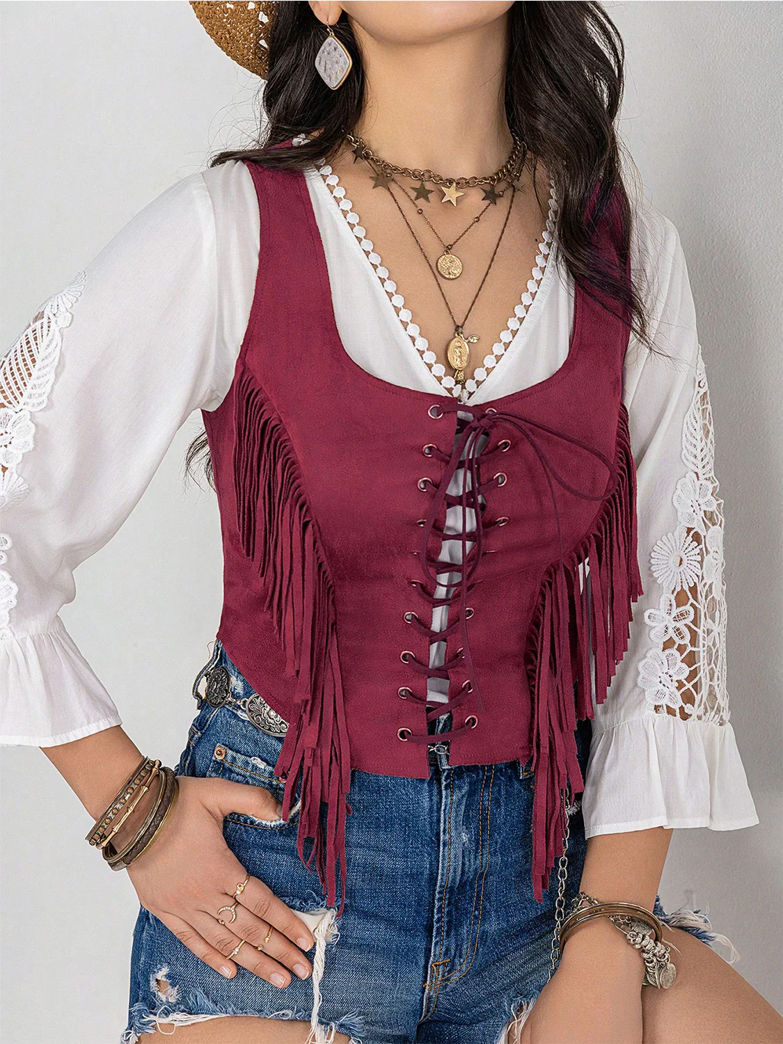 Fringe Lace-Up Vest - Image 8