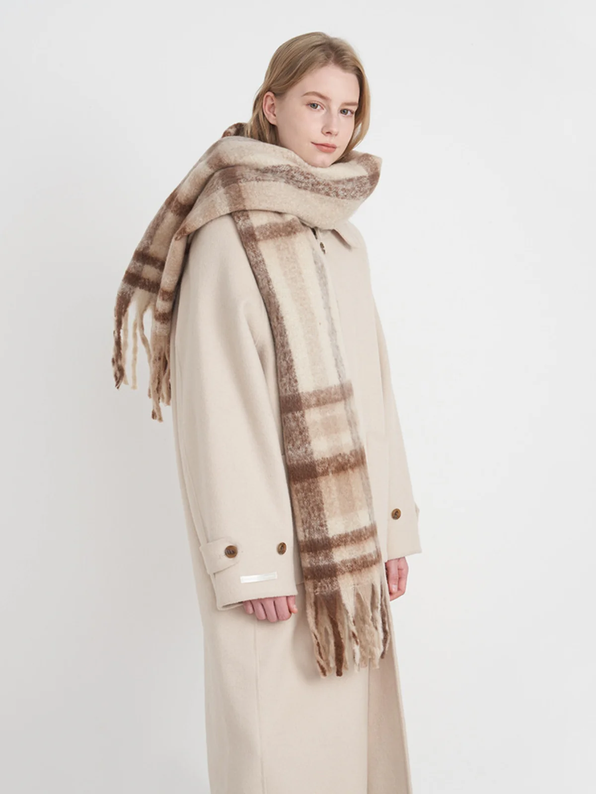 Fringe Plaid Polyester Scarf - Image 11
