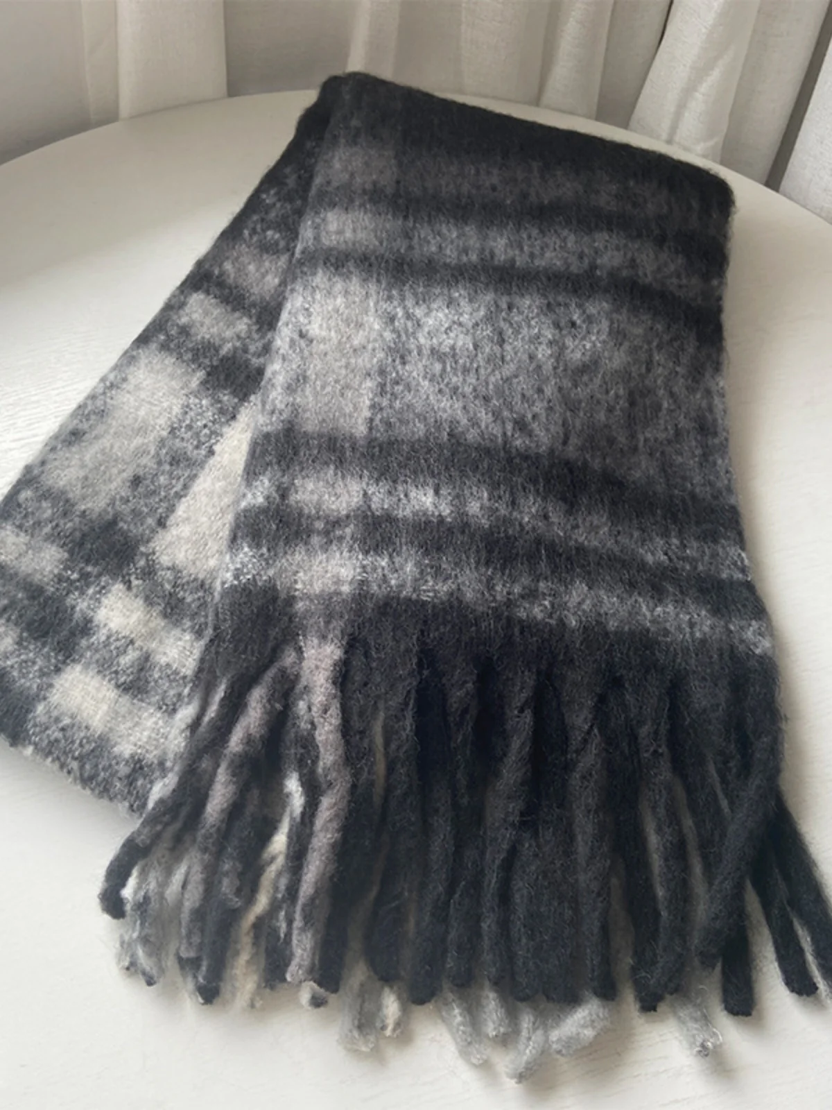 Fringe Plaid Polyester Scarf - Image 7