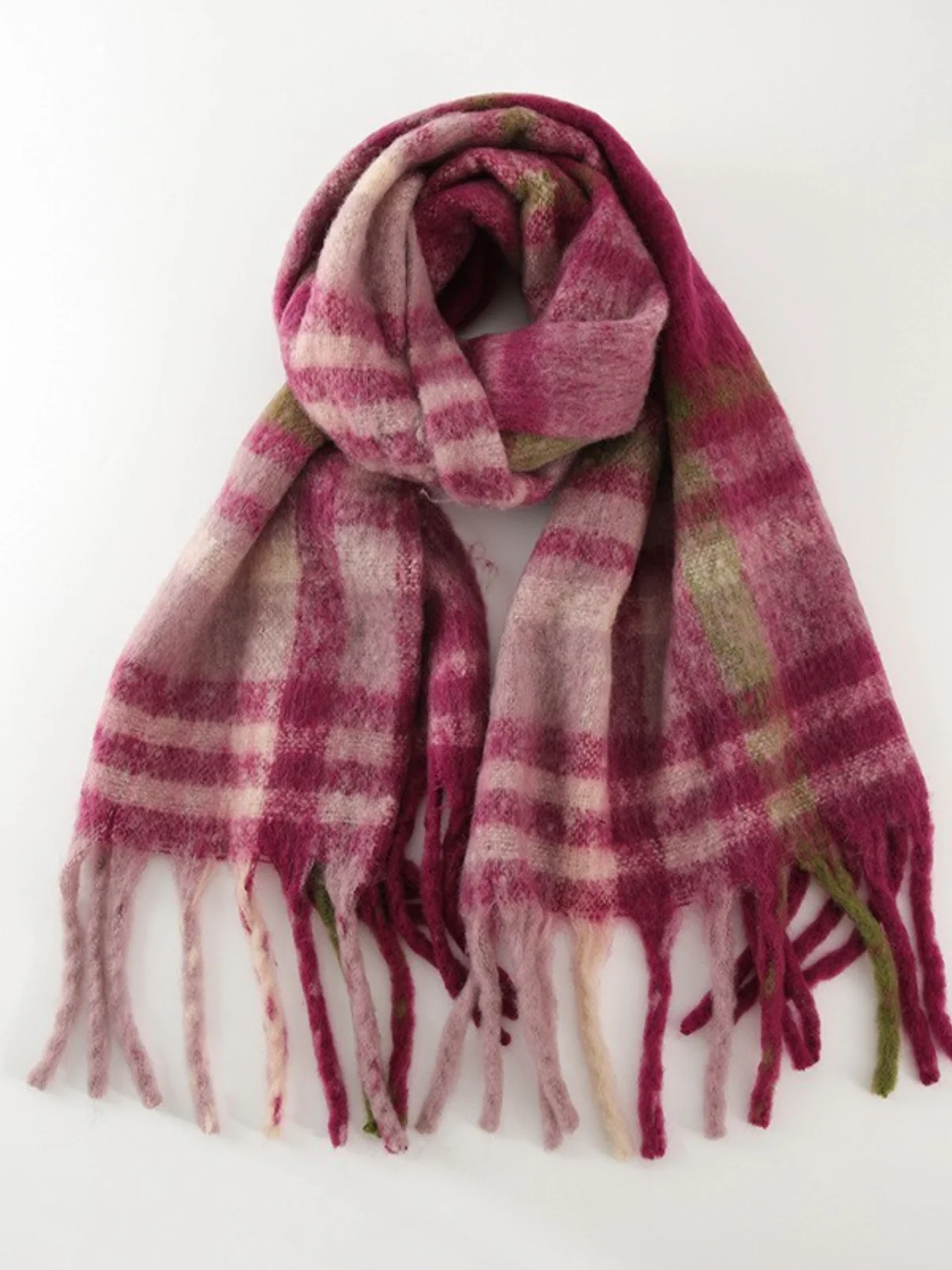 Fringe Plaid Polyester Scarf - Image 8