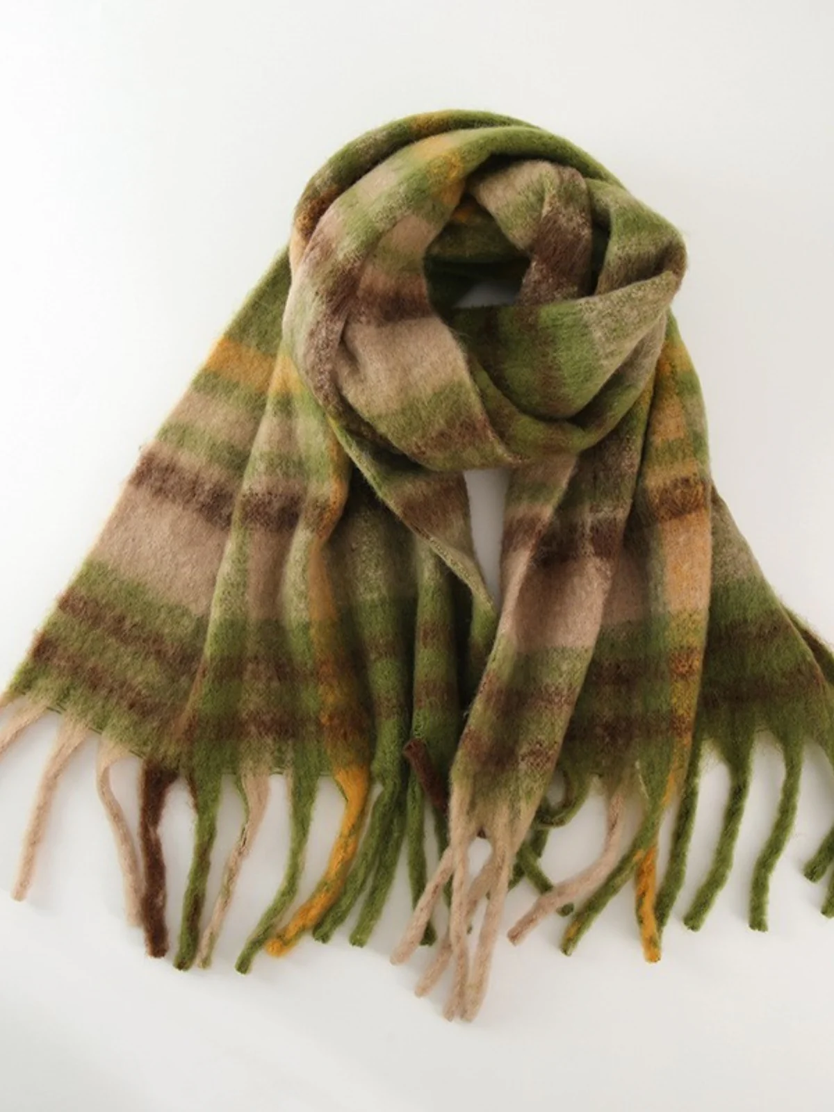 Fringe Plaid Polyester Scarf - Image 9