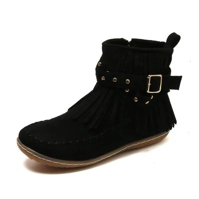 Fringe Studded Suede Flat Boots - Image 9