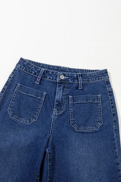 Front Pocket Patch High Waisted Wide Leg Jeans - Image 5