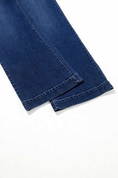 Front Pocket Patch High Waisted Wide Leg Jeans - Image 8