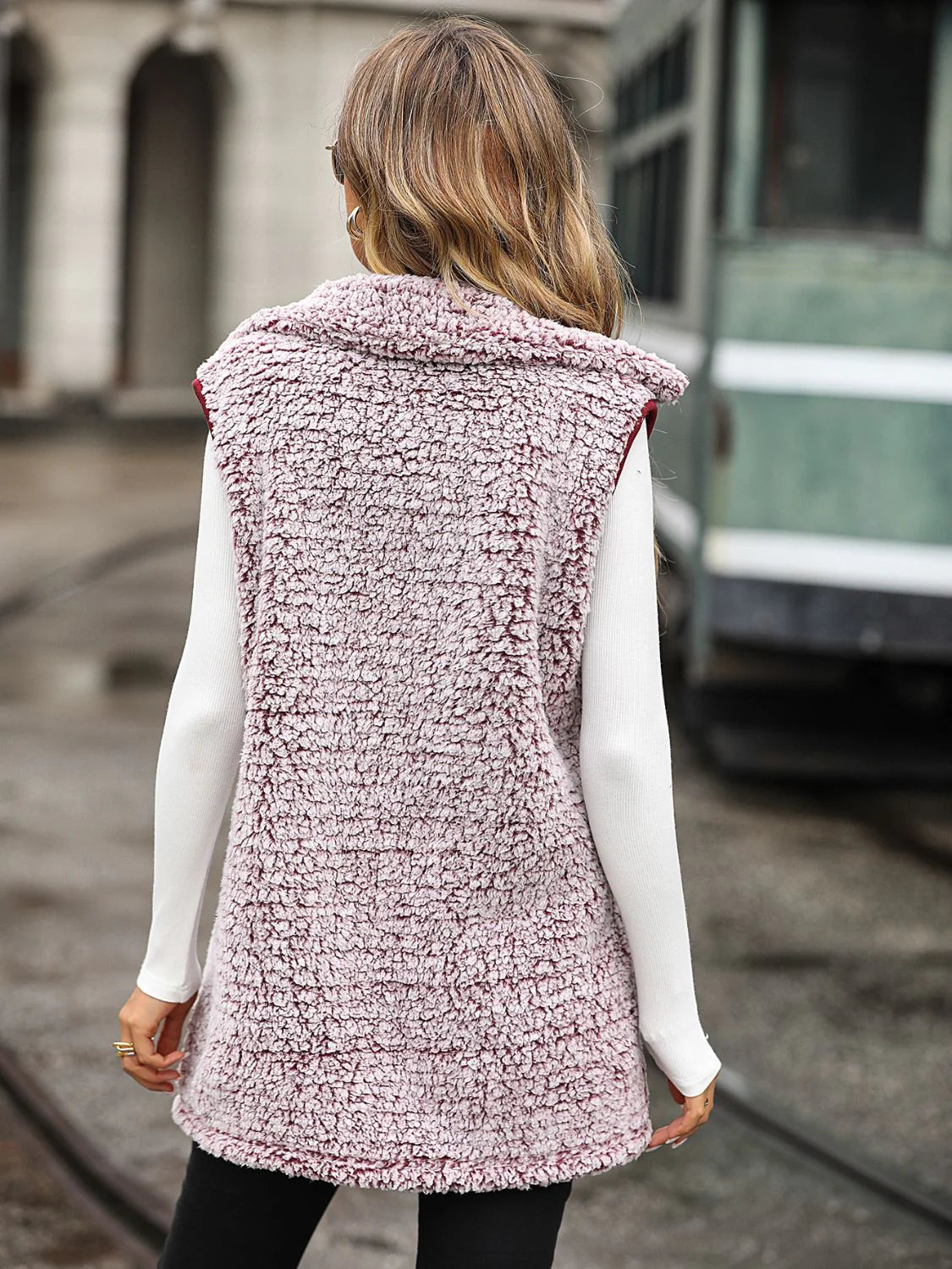 Full Size Button Down Collared Neck Vest - Image 2
