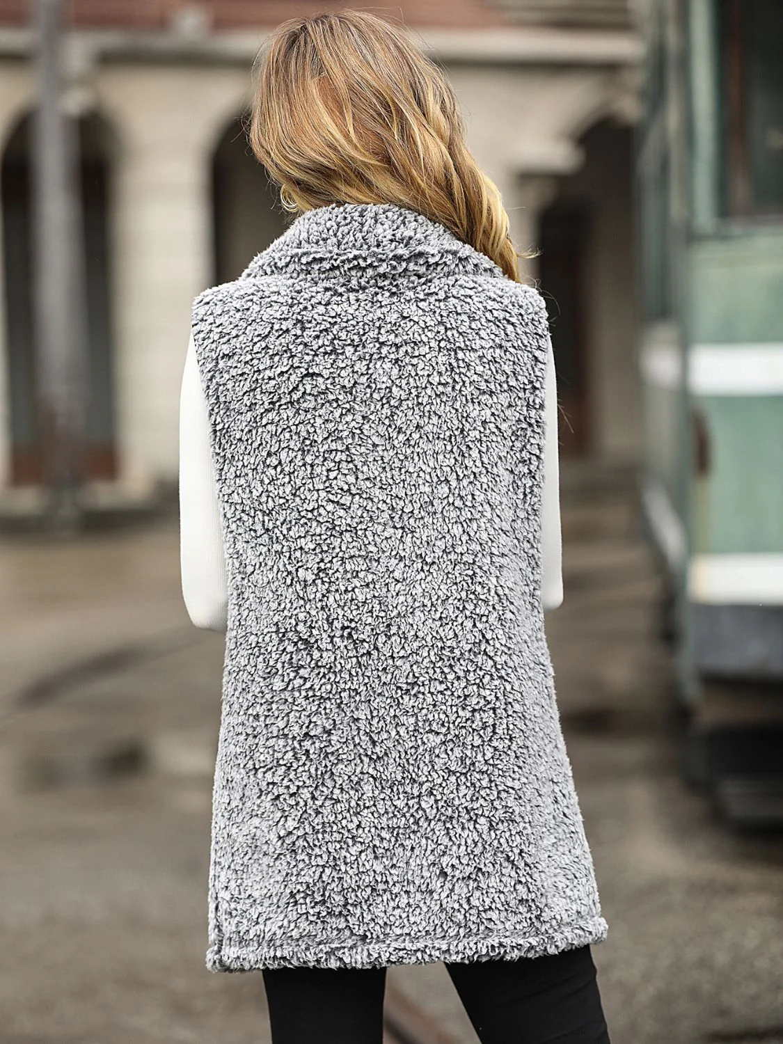 Full Size Button Down Collared Neck Vest - Image 7