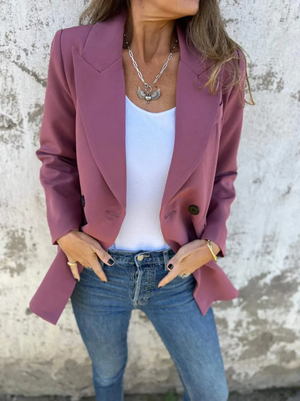 Full Size Collared Neck Long Sleeve Blazer - Image 13