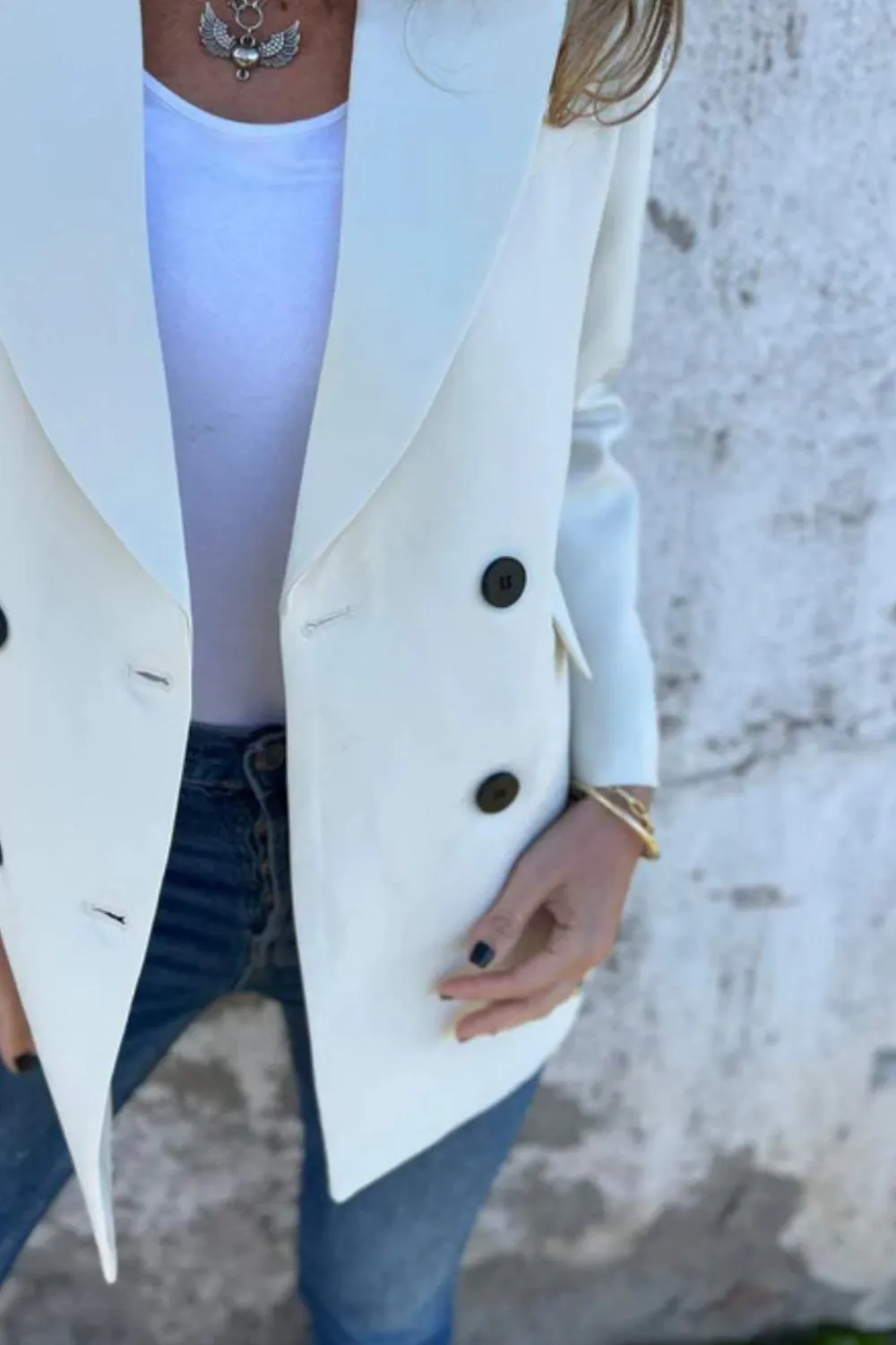 Full Size Collared Neck Long Sleeve Blazer - Image 3