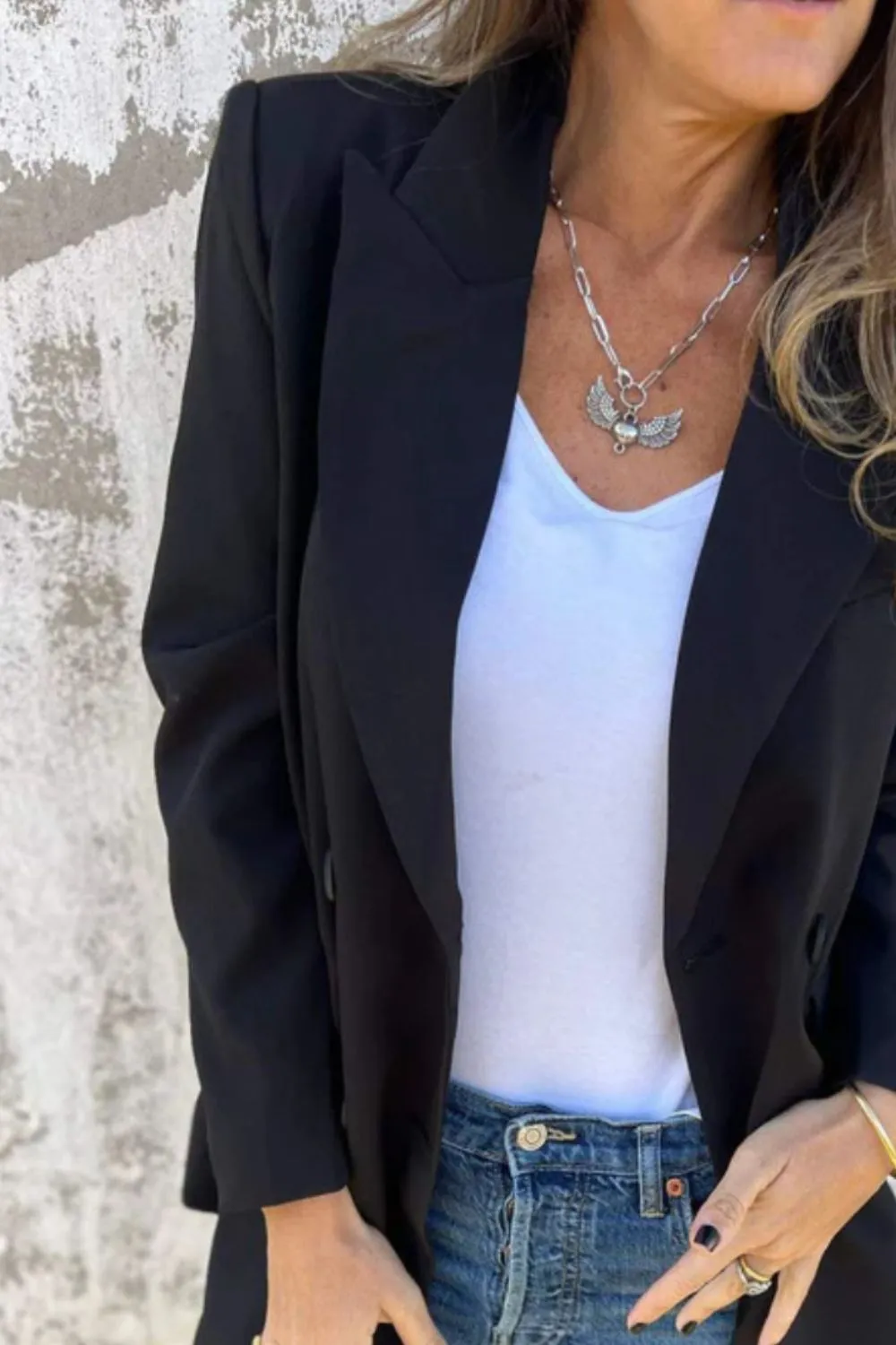 Full Size Collared Neck Long Sleeve Blazer - Image 6