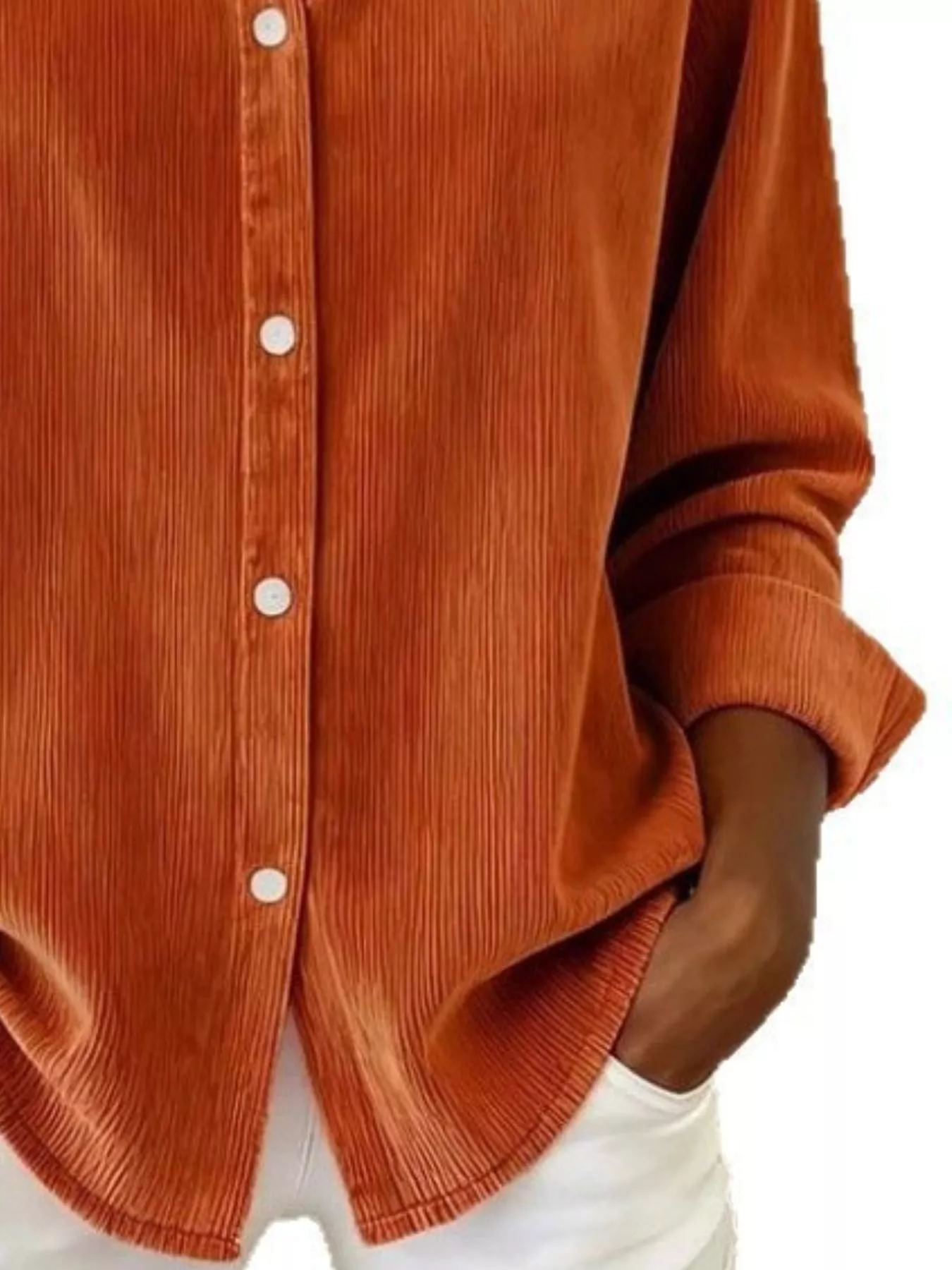 Full Size Corduroy Button-Down Shirt Plus Size - Image 3