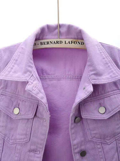 Full Size Cropped  Denim Jacket Plus Size - Image 6