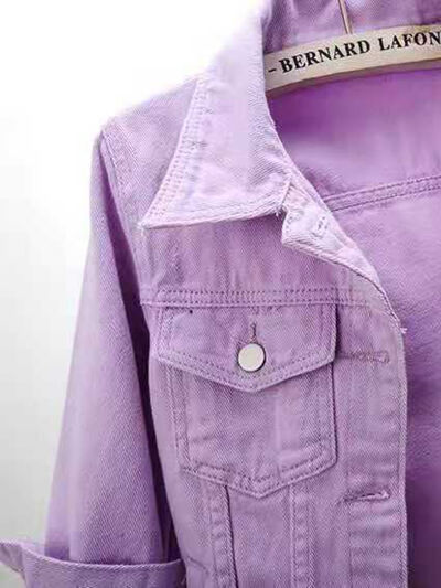 Full Size Cropped  Denim Jacket Plus Size - Image 7