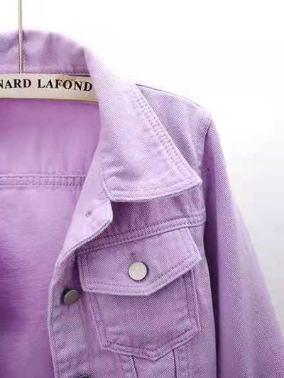 Full Size Cropped  Denim Jacket Plus Size - Image 8