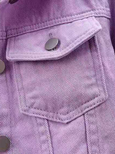 Full Size Cropped  Denim Jacket Plus Size - Image 9
