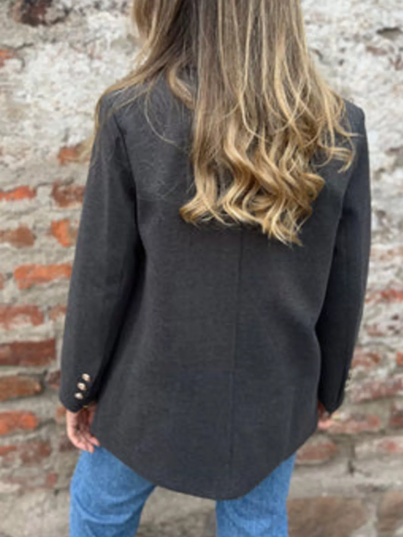 Full Size Double Breasted Long Sleeve Blazer Plus Size - Image 11