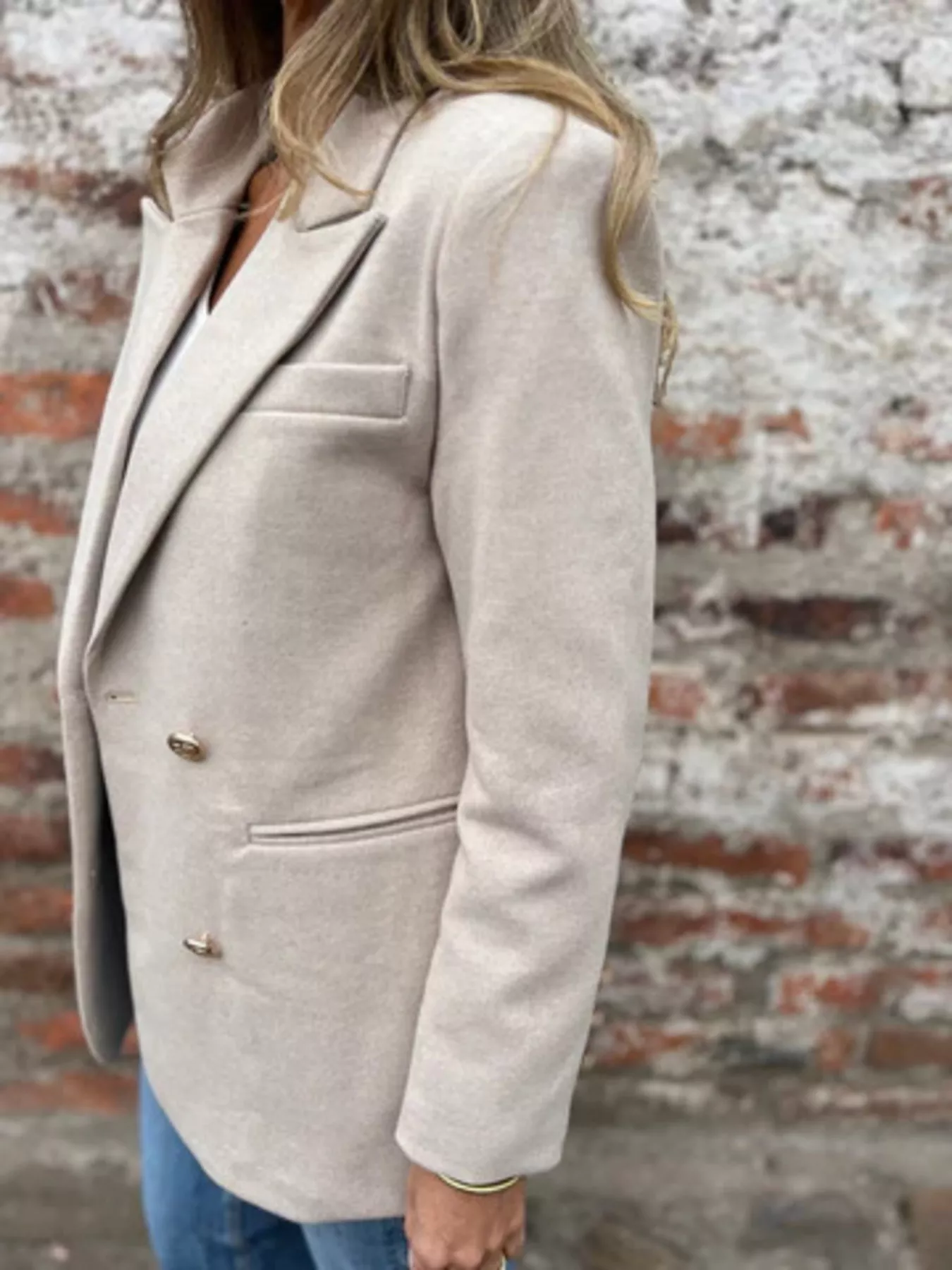 Full Size Double Breasted Long Sleeve Blazer Plus Size - Image 2