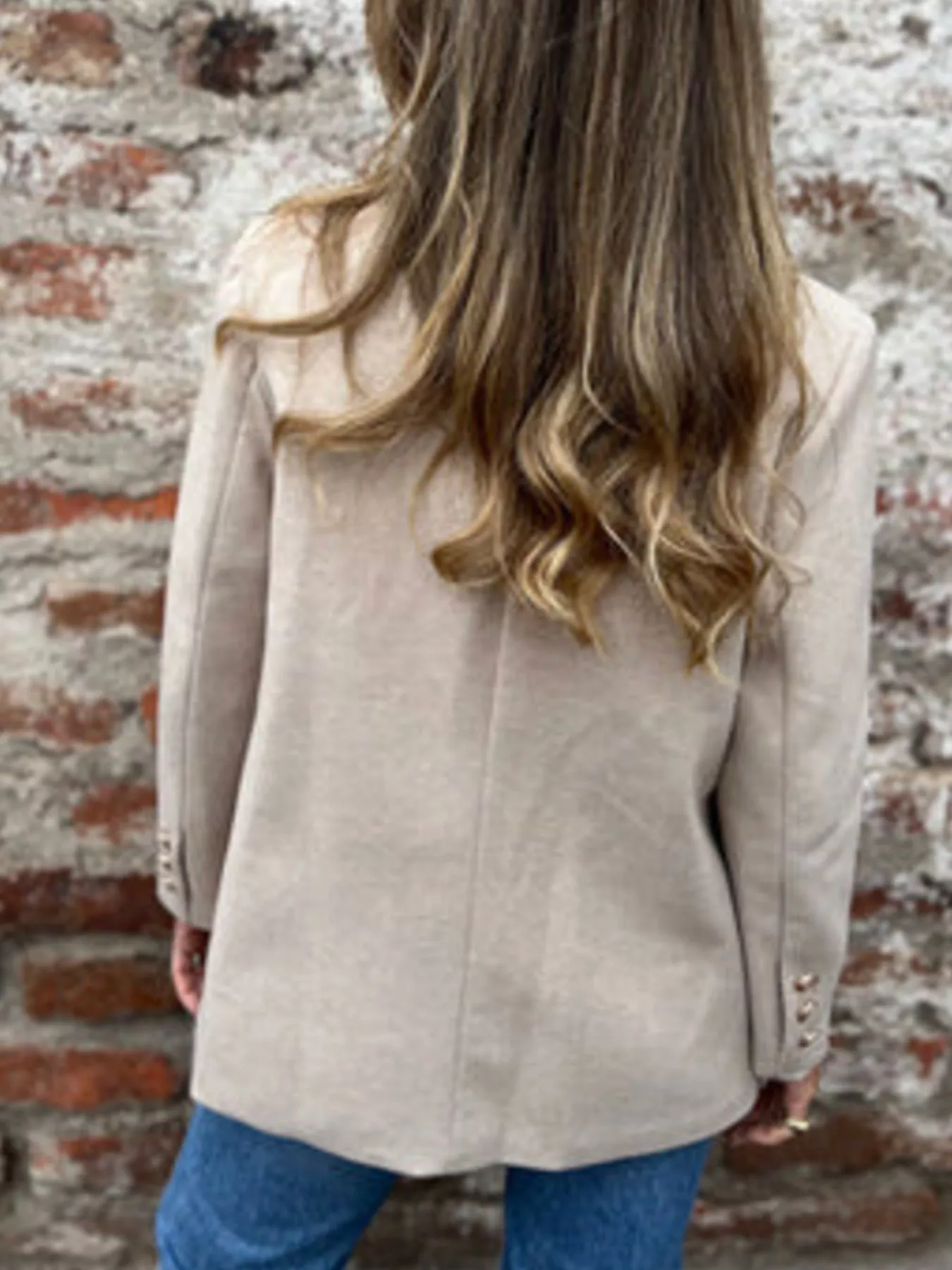 Full Size Double Breasted Long Sleeve Blazer Plus Size - Image 3