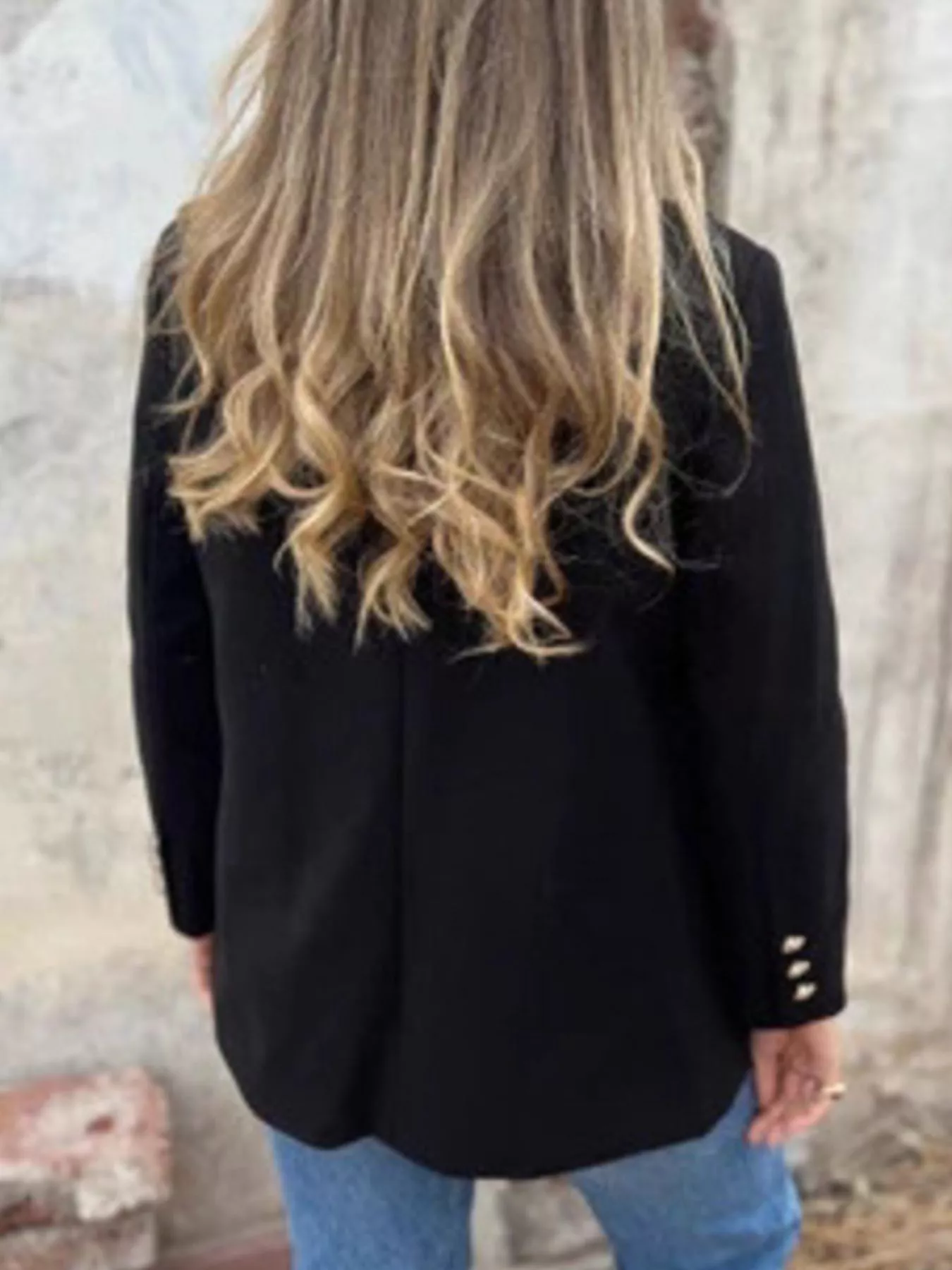 Full Size Double Breasted Long Sleeve Blazer Plus Size - Image 7