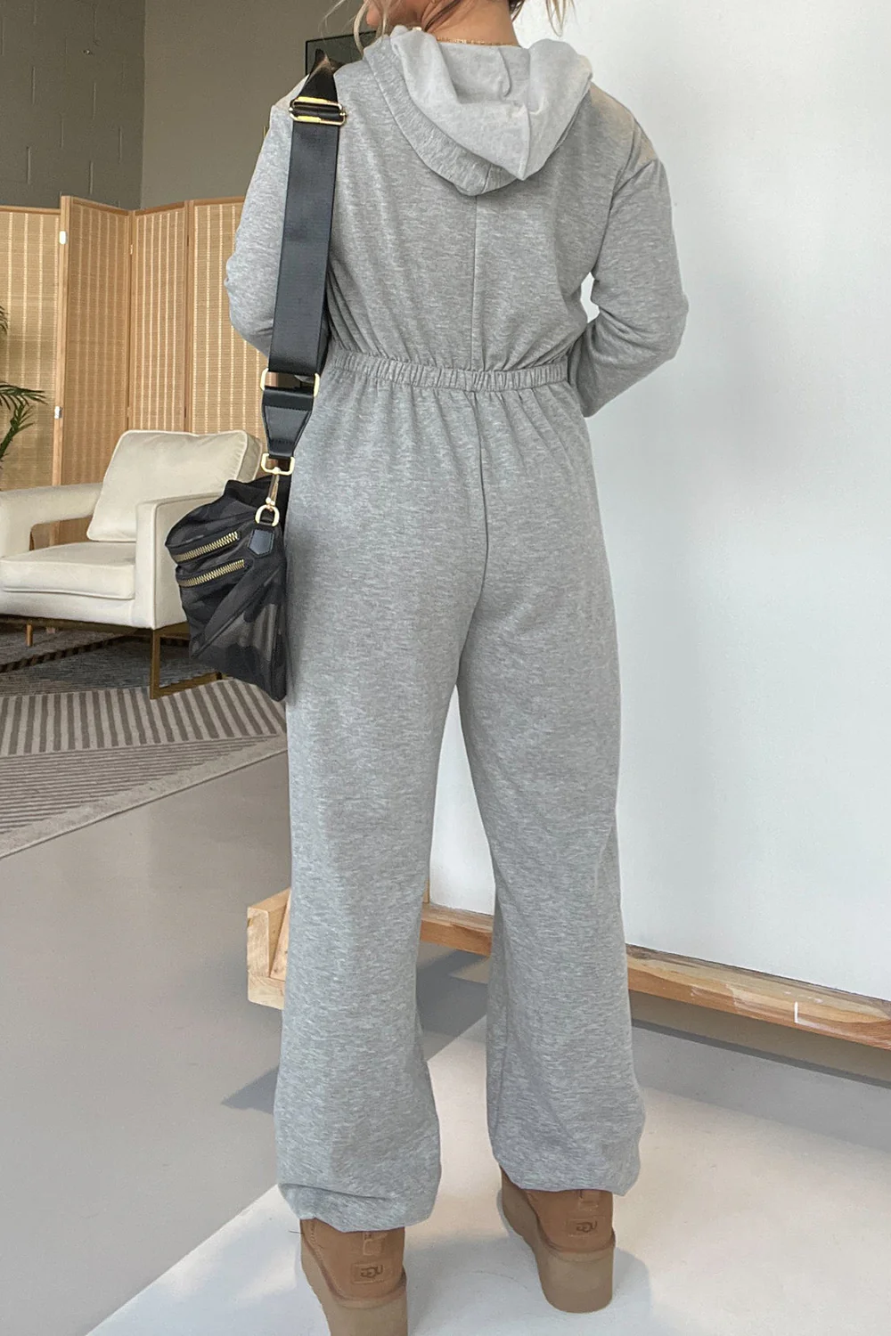 Full Size Drawstring Long Sleeve Jumpsuit - Image 2