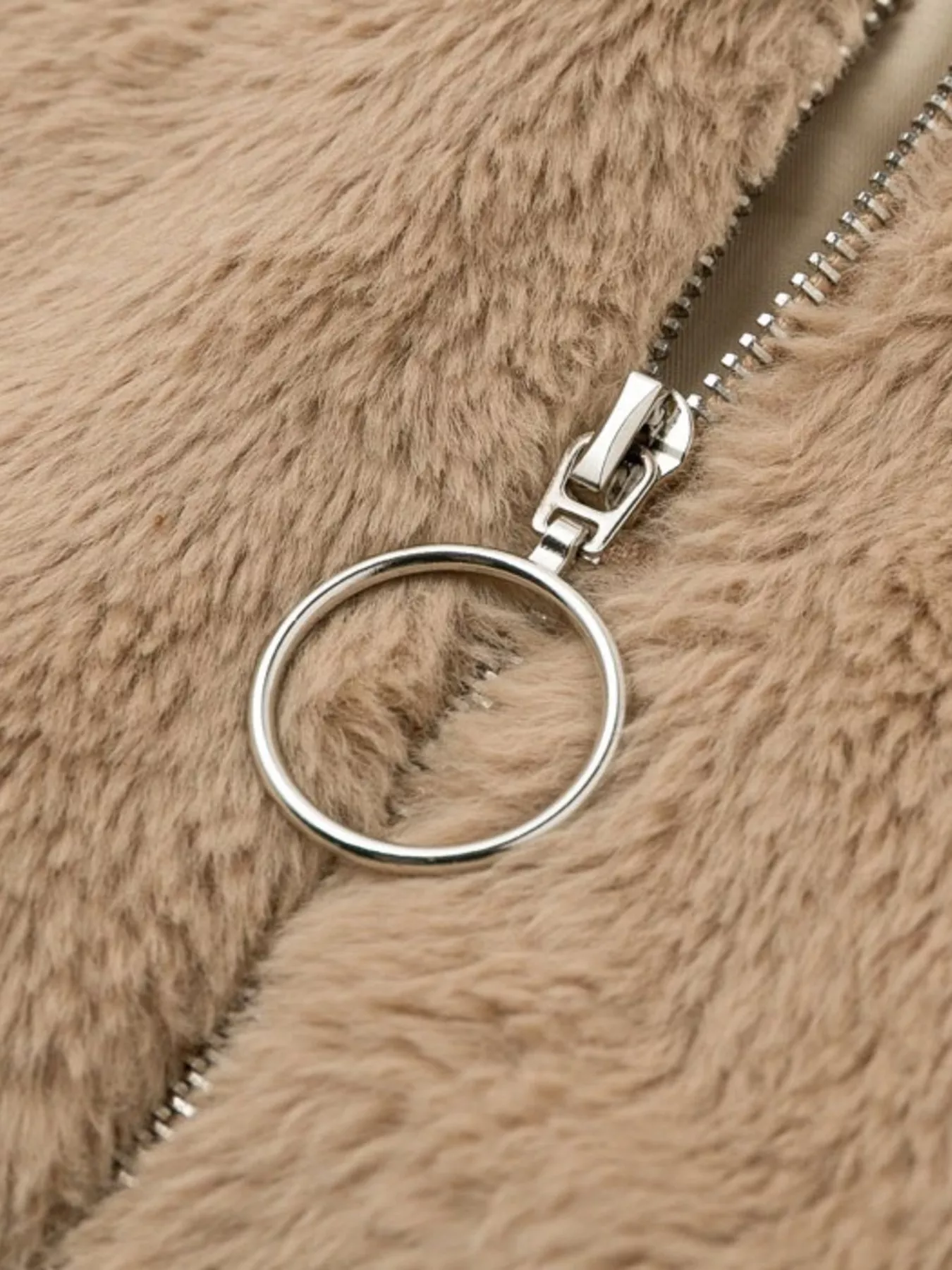 Full Size Faux Fur Cropped Zip-Up Jacket Plus Size - Image 4