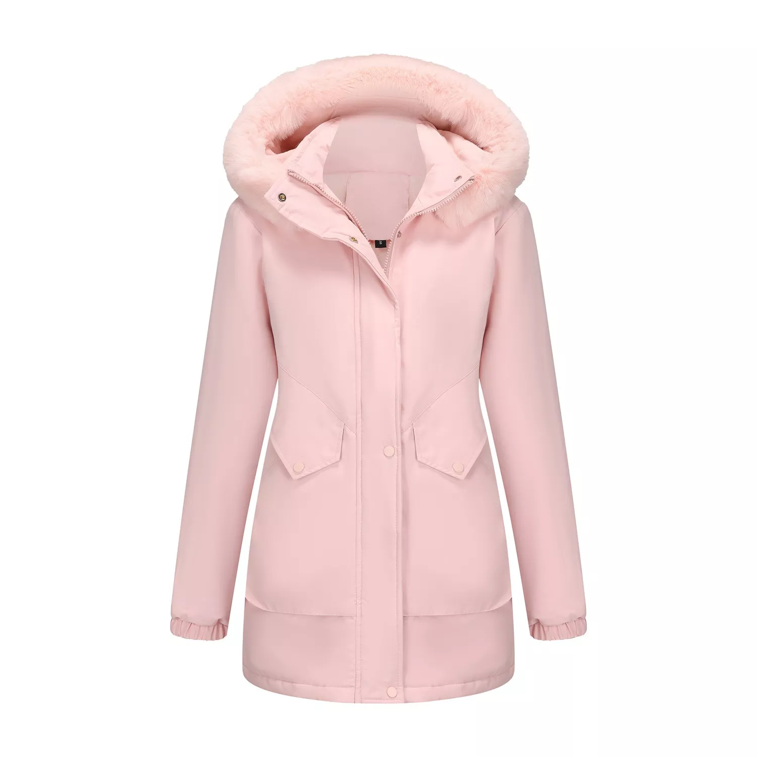 Full Size Fur Hooded Warm Winter Parka Outerwear Plus Size - Image 11