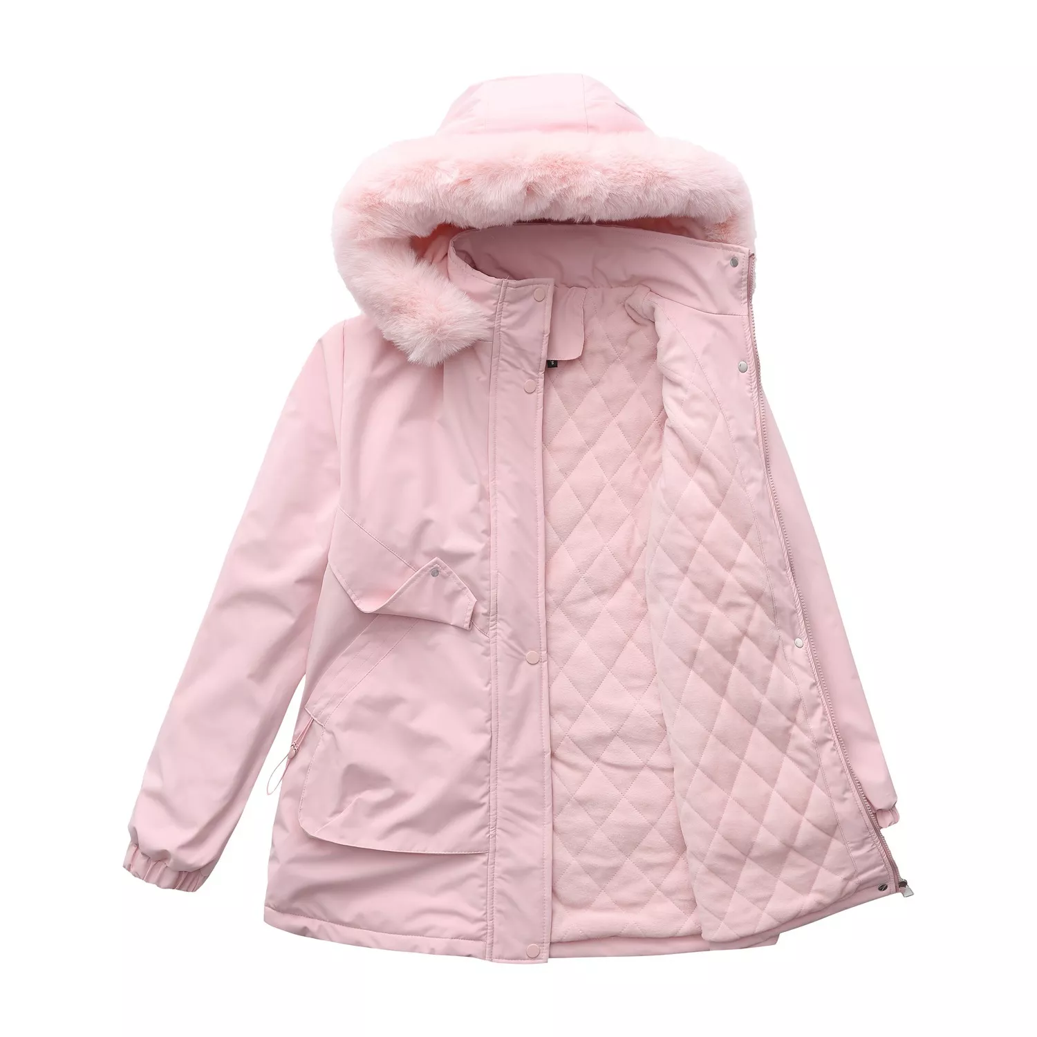 Full Size Fur Hooded Warm Winter Parka Outerwear Plus Size - Image 13