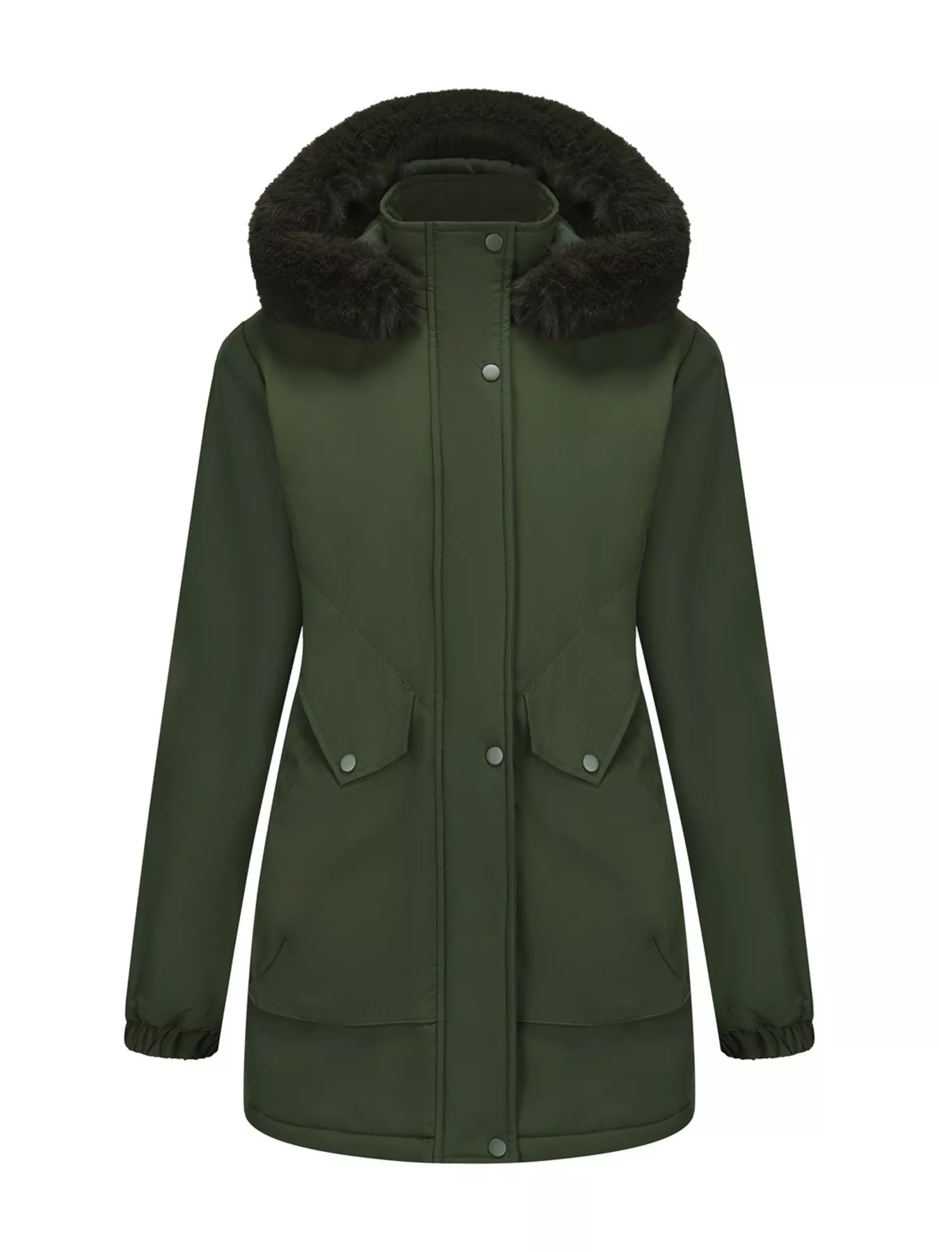 Full Size Fur Hooded Warm Winter Parka Outerwear Plus Size - Image 14