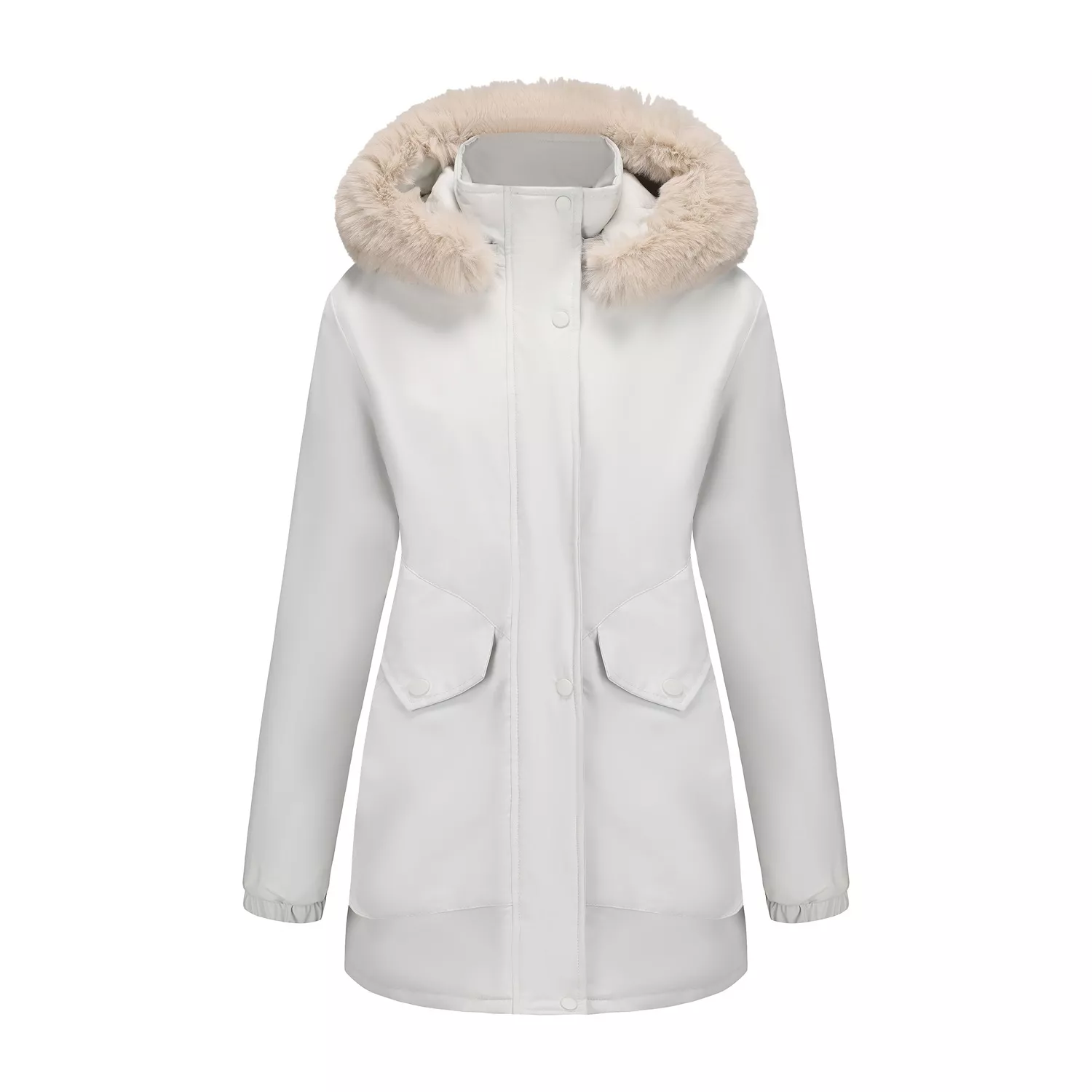 Full Size Fur Hooded Warm Winter Parka Outerwear Plus Size - Image 17
