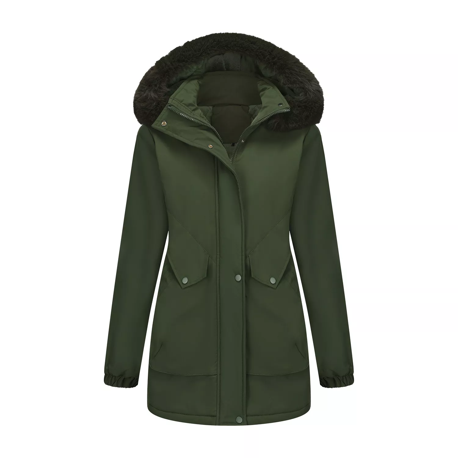 Full Size Fur Hooded Warm Winter Parka Outerwear Plus Size - Image 19