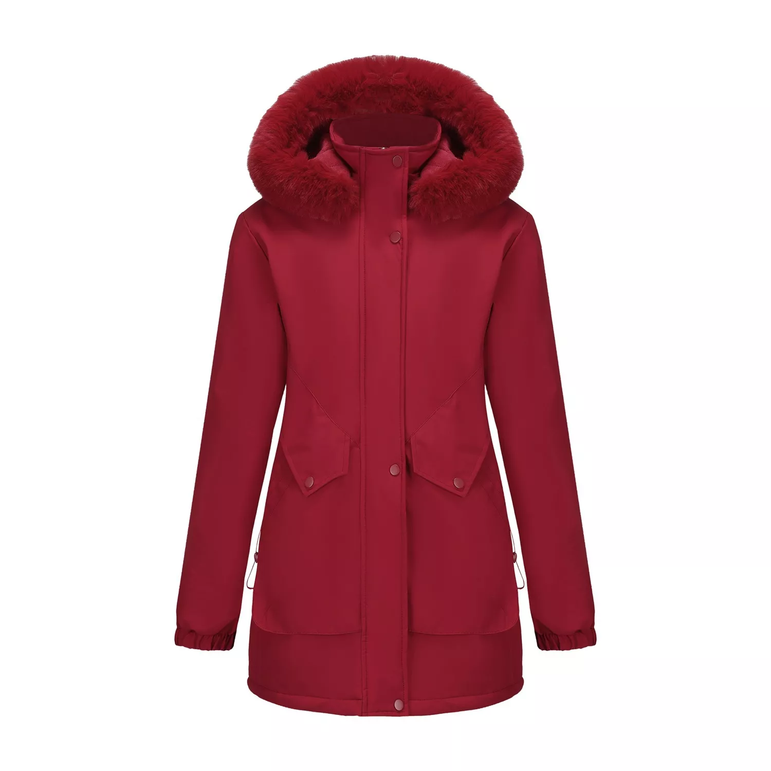 Full Size Fur Hooded Warm Winter Parka Outerwear Plus Size - Image 26