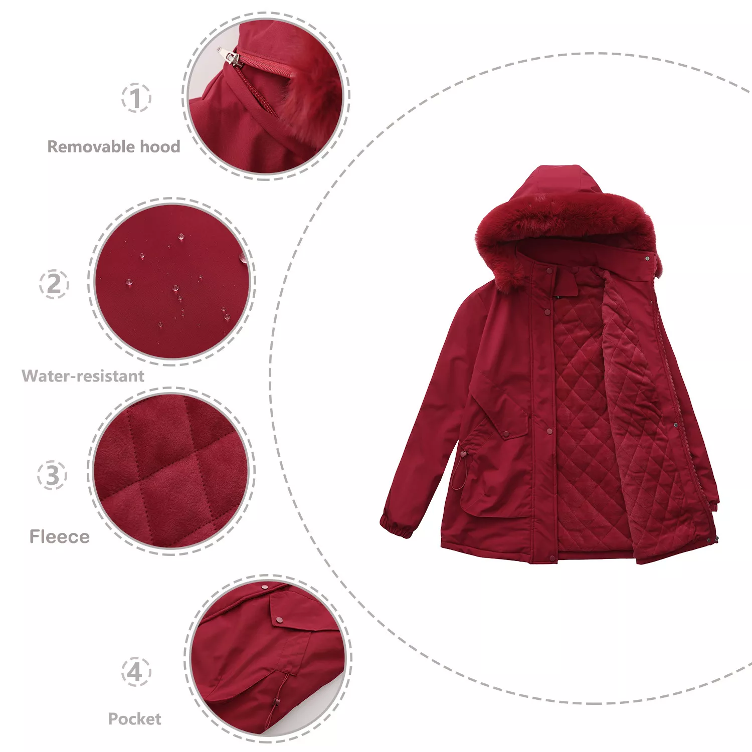Full Size Fur Hooded Warm Winter Parka Outerwear Plus Size - Image 28