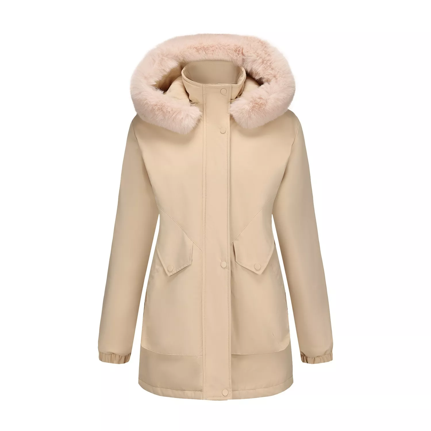 Full Size Fur Hooded Warm Winter Parka Outerwear Plus Size - Image 5