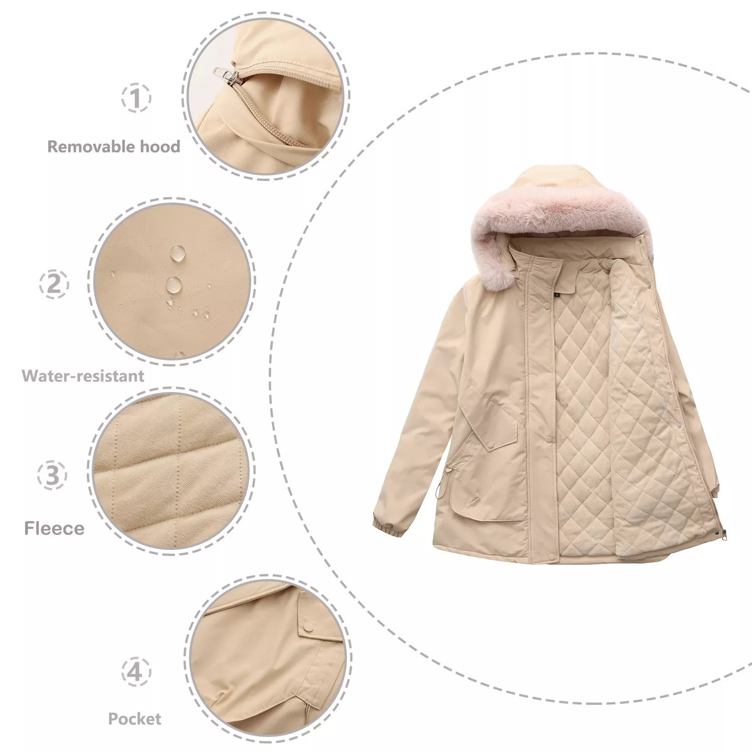 Full Size Fur Hooded Warm Winter Parka Outerwear Plus Size - Image 6