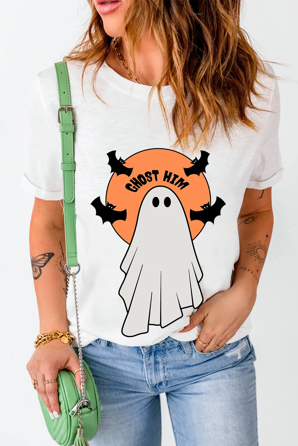 Full Size Ghost Round Neck Short Sleeve T-Shirt - Image 3