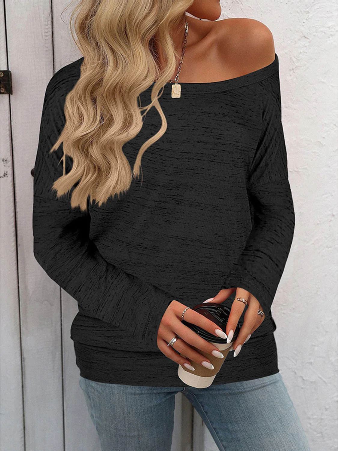 Full Size Heathered Long Sleeve Top - Image 4