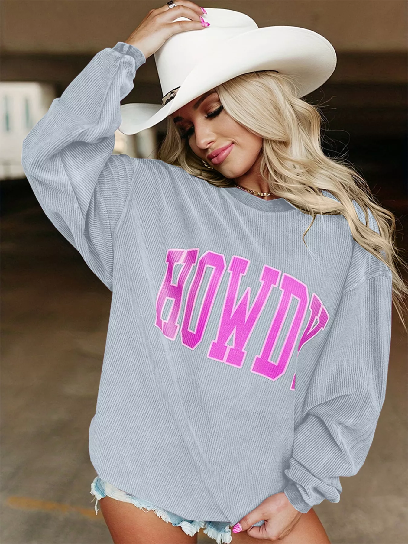 Full Size Howdy Round Neck Oversized Sweatshirt Plus Size - Image 13
